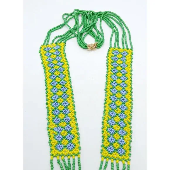 Vintage Ukrainian Gerdan Folk Art Hand Beaded Necklace - Picture 5 of 5